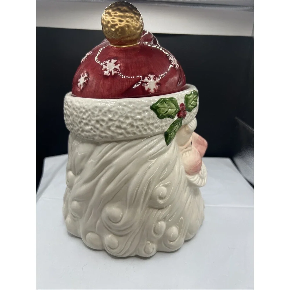 Vintage International Bazaar Christmas Santa Head Red Hat Ceramic Cookie Jar